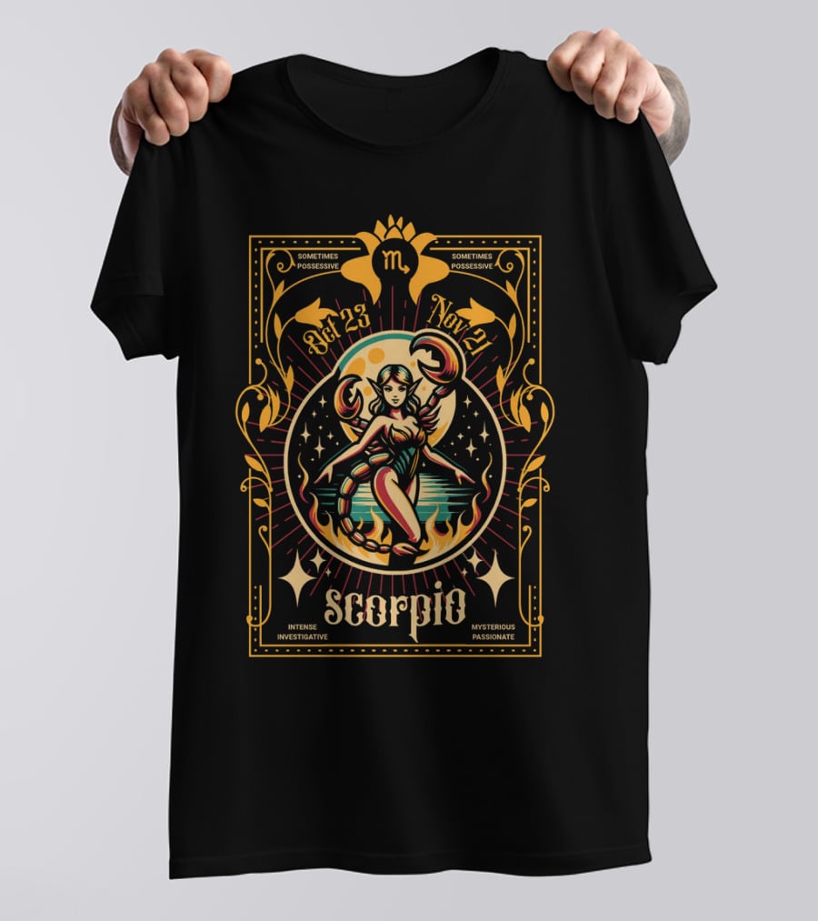 Scorpio Zodiac Fairy Oct 23 Nov 21 Mysterious Passionate Intense Investigative T-Shirt