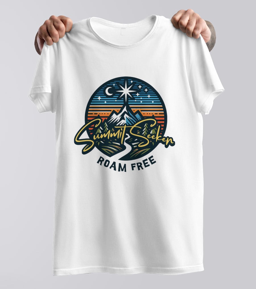 Summit Seeker Roam Free Mountain Adventure Night Sky T-Shirt