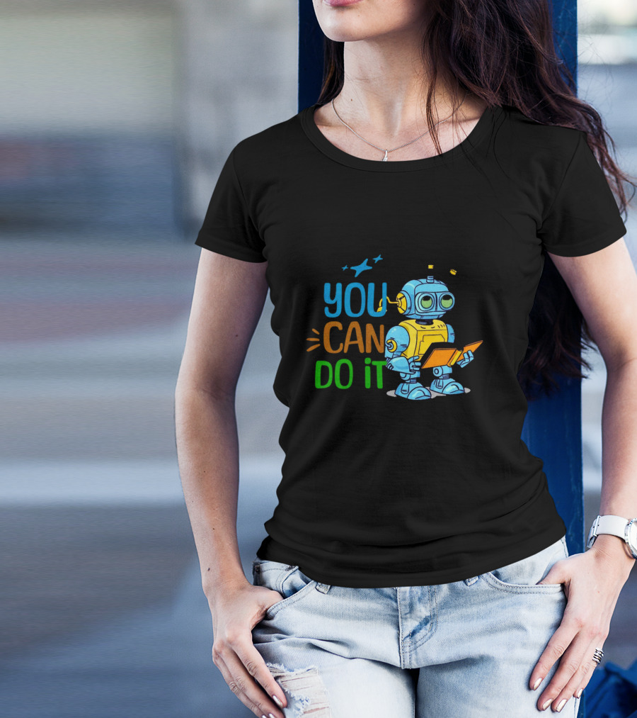 You Can Do It Robot Reading Motivation T-Shirt