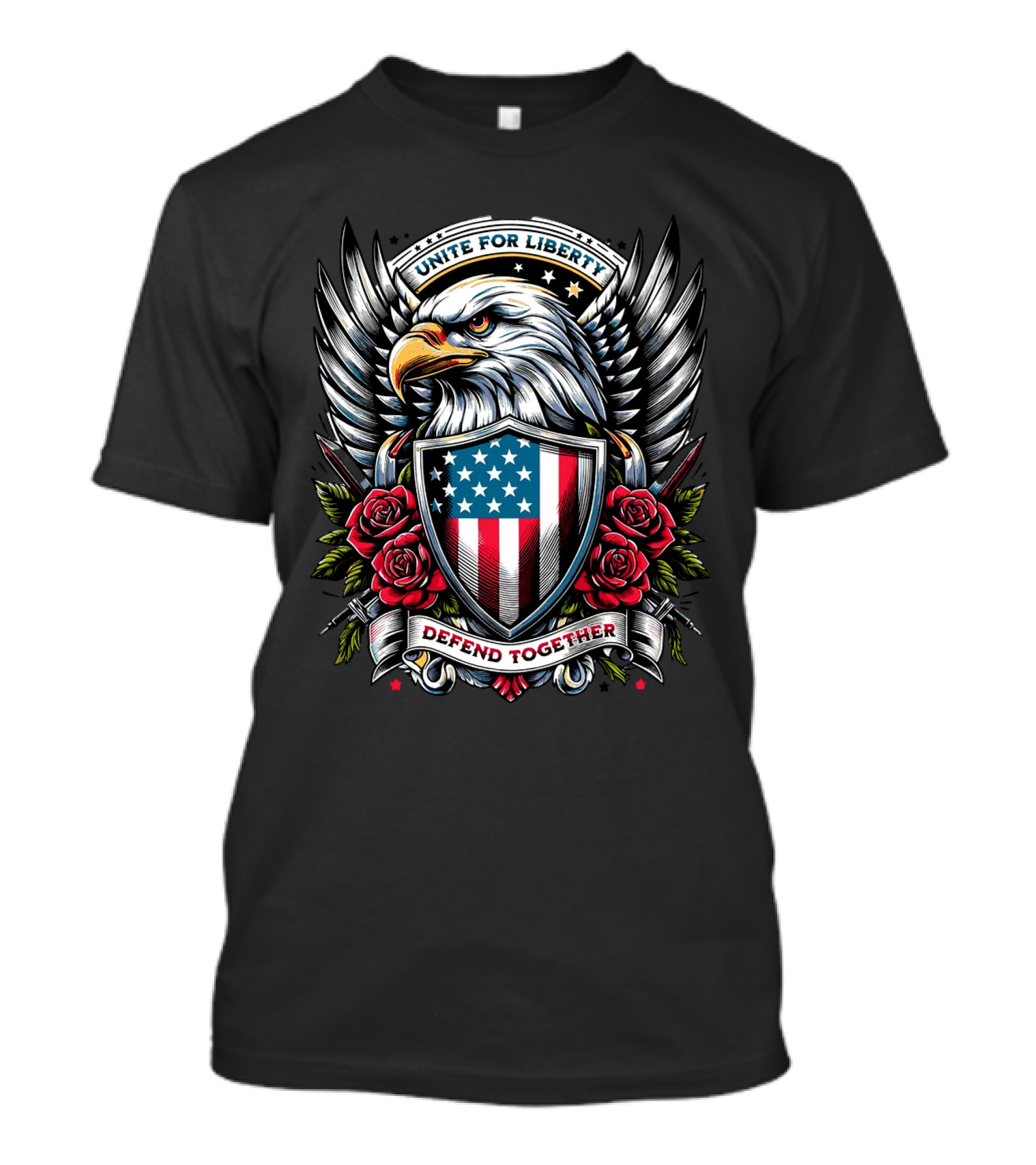 Unite For Liberty Eagle Shield Roses Defend Together T-Shirt