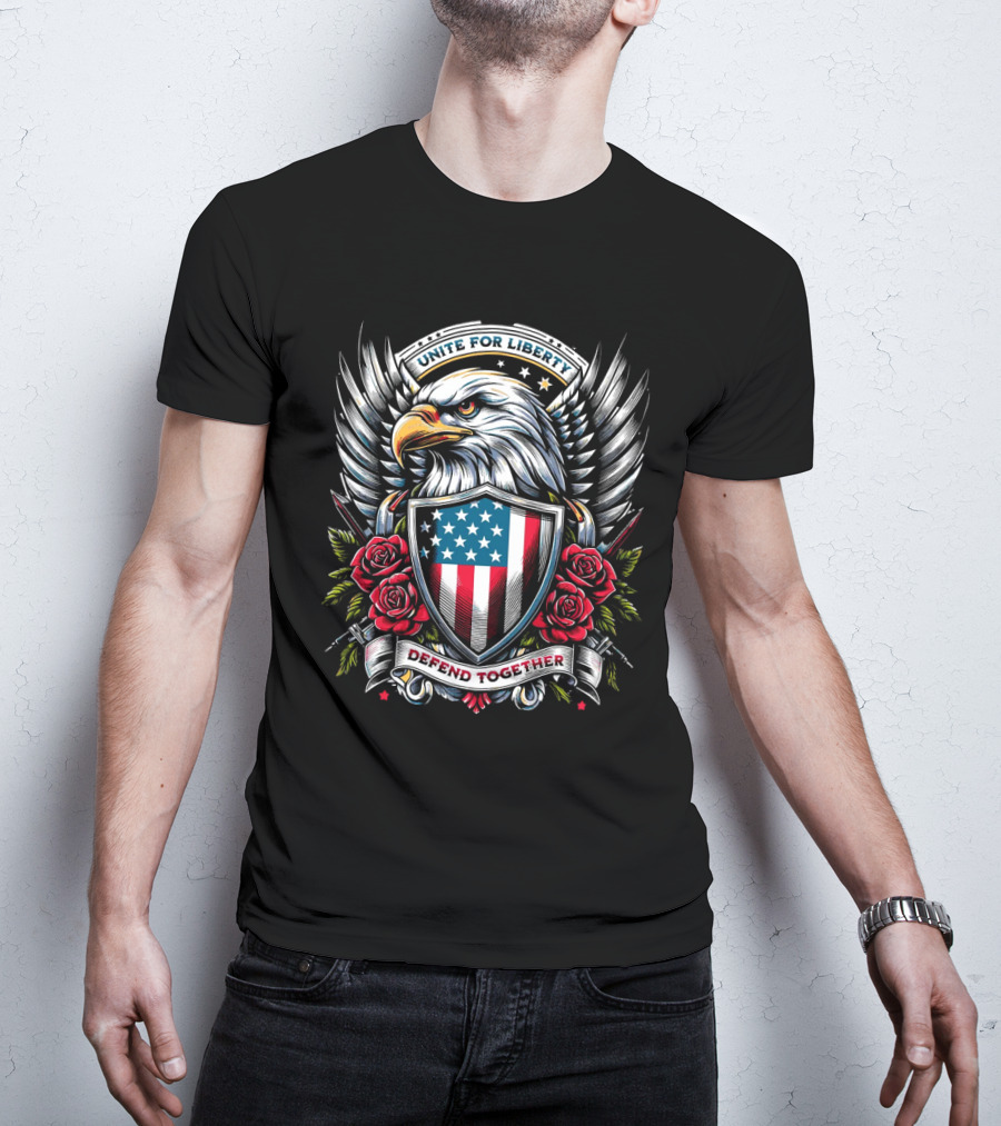 Unite For Liberty Eagle Shield Roses Defend Together T-Shirt