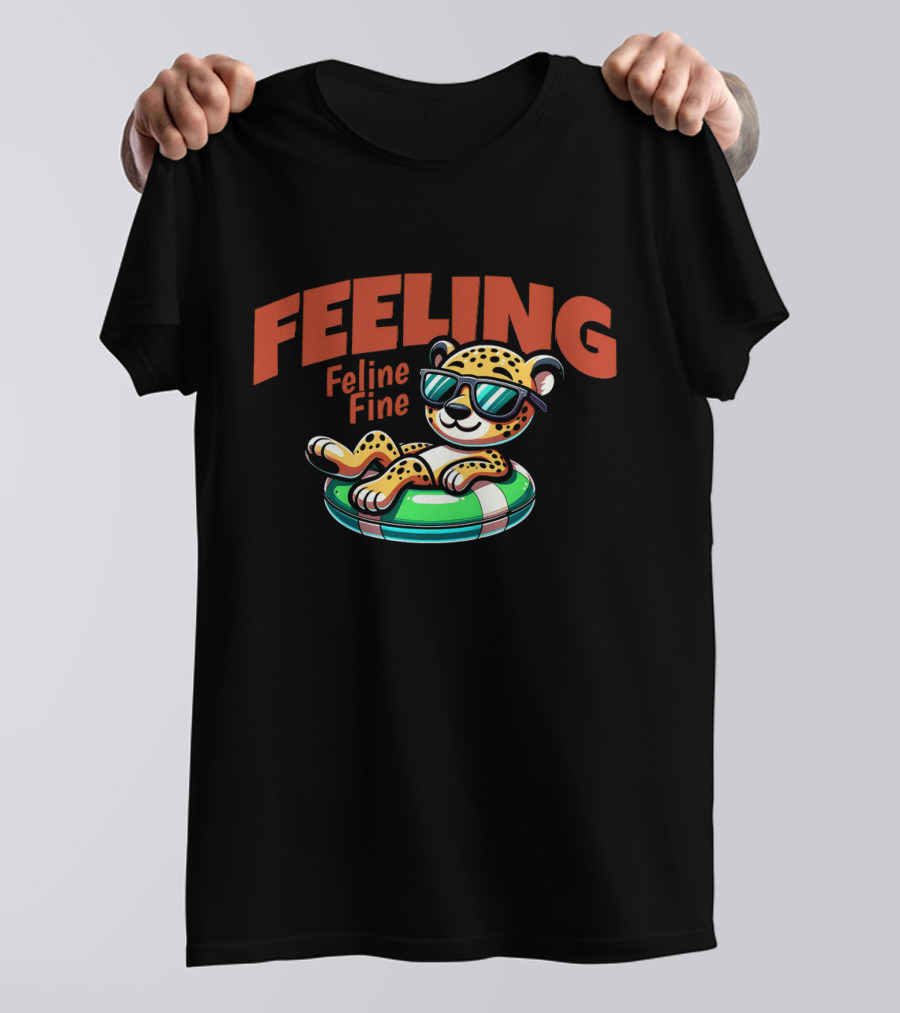 Feeling Feline Fine Leopard With Sunglasses On Pool Float T-Shirt