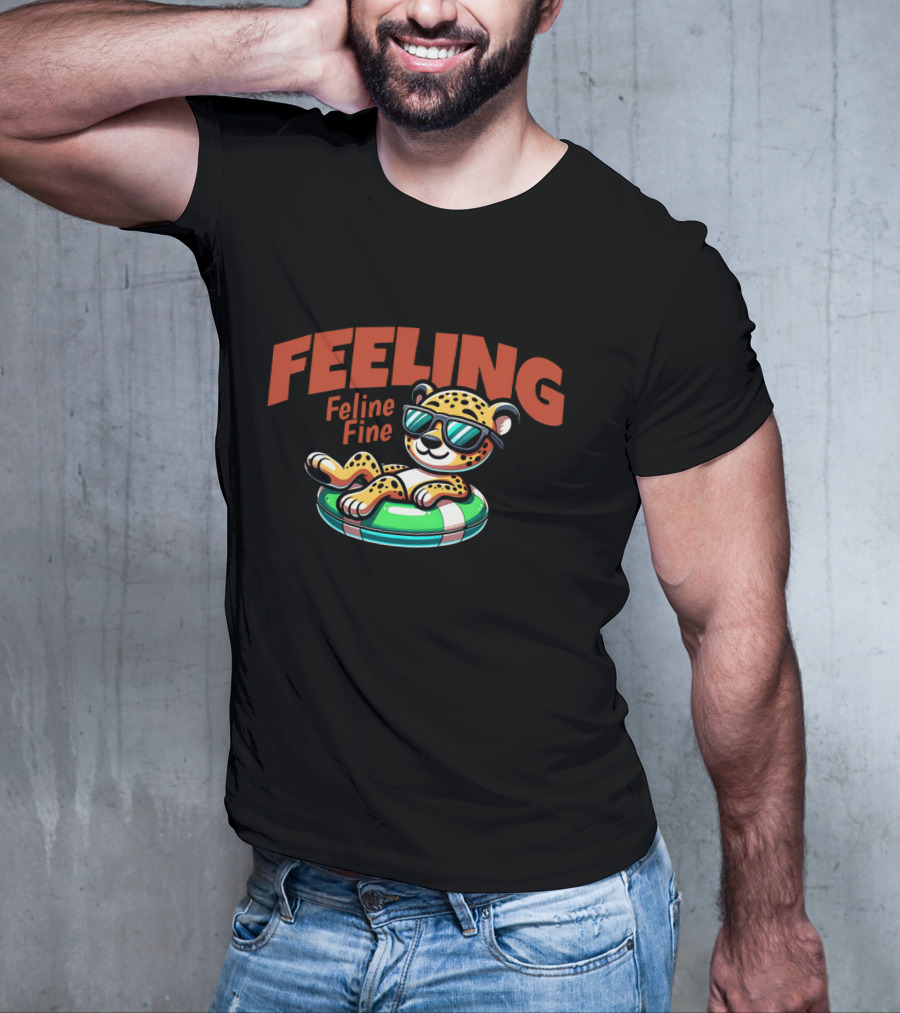 Feeling Feline Fine Leopard With Sunglasses On Pool Float T-Shirt