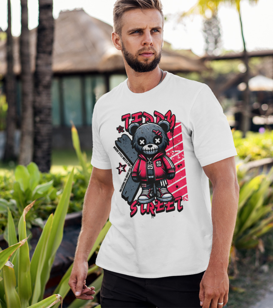Teddy Street 85 Haunted Teddy Bea With Grunge Style Elements T-Shirt