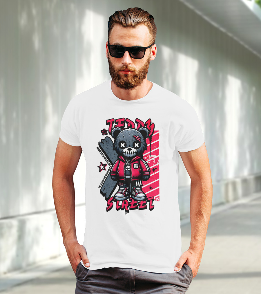 Teddy Street 85 Haunted Teddy Bea With Grunge Style Elements T-Shirt