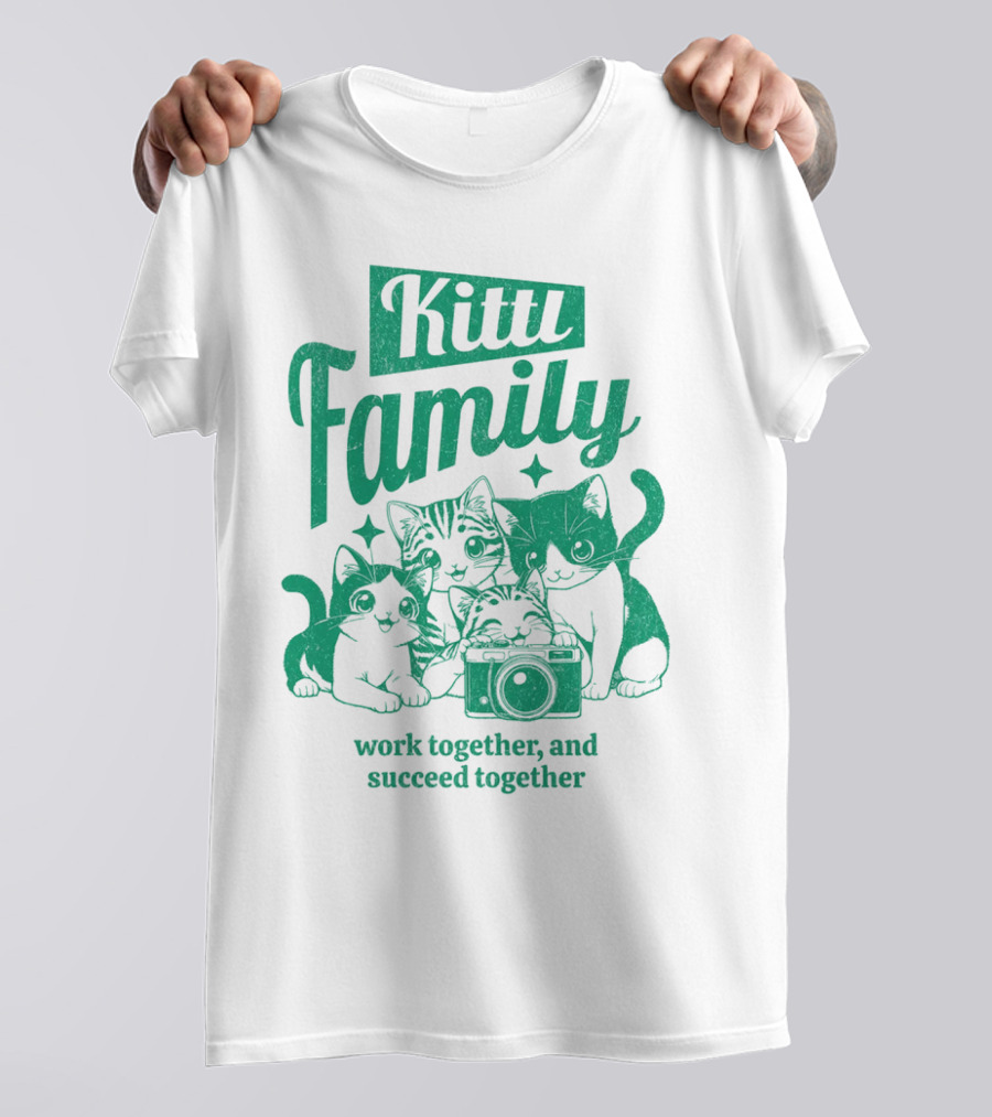Kittl Family Work Together And Succeed Together Cats With Camera T-Shirt