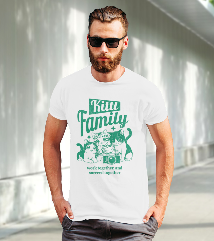 Kittl Family Work Together And Succeed Together Cats With Camera T-Shirt
