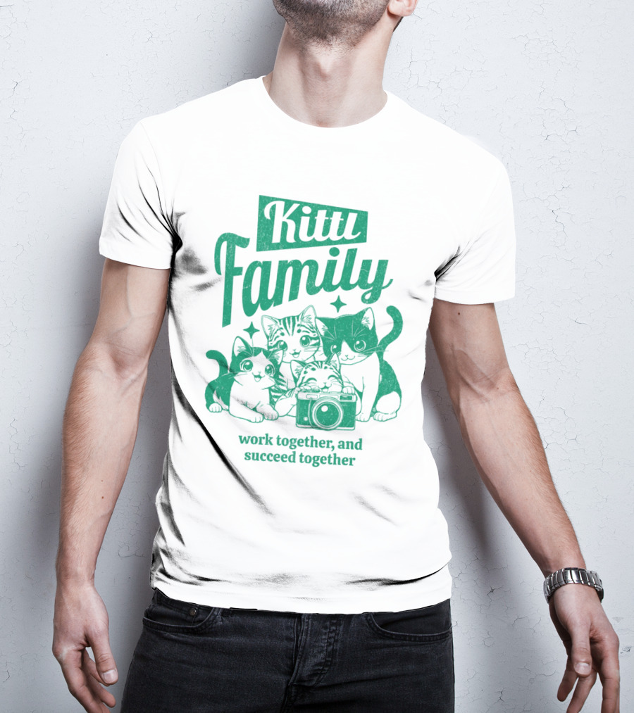 Kittl Family Work Together And Succeed Together Cats With Camera T-Shirt