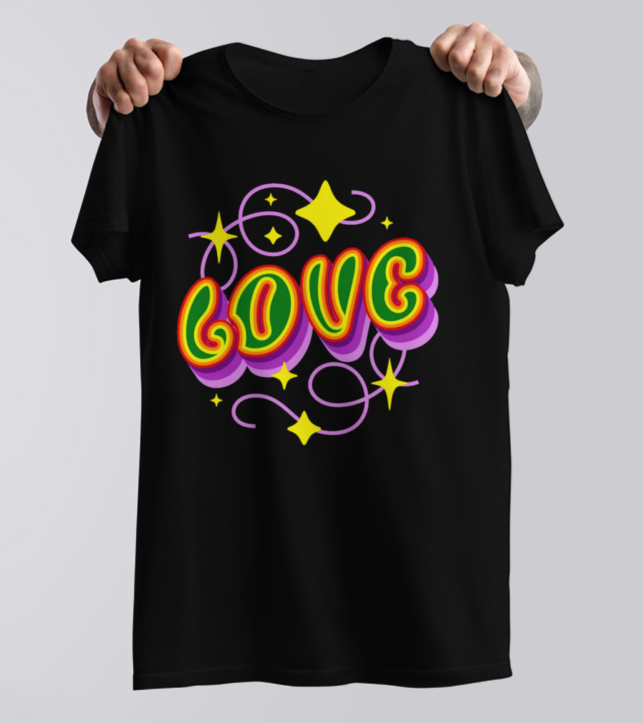 LOVE Stars And Swirls 70's T-Shirt