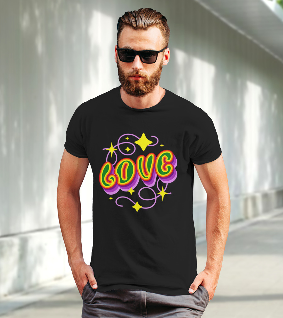 LOVE Stars And Swirls 70's T-Shirt