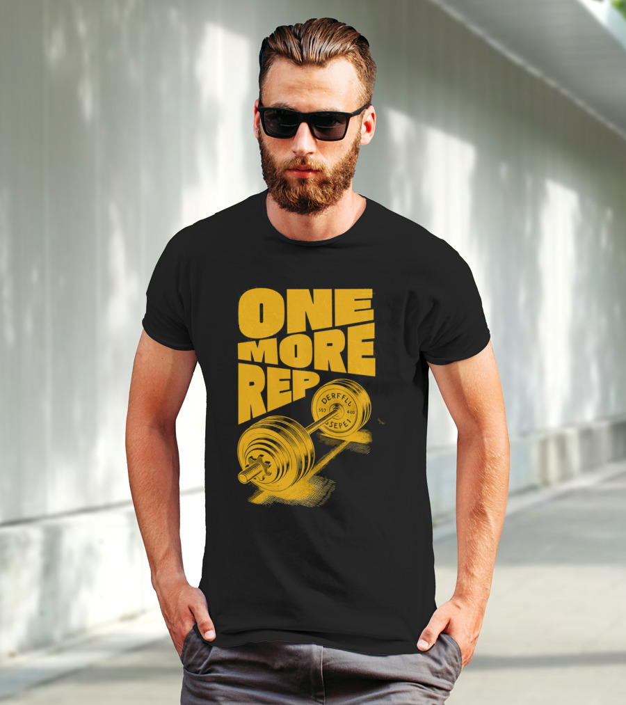 ONE MORE REP 552 DERFFIL SEPEL Barbell Motivation T-Shirt