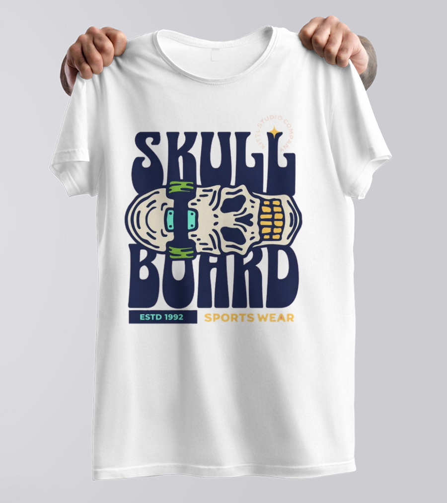 SKULL BOARD ESTD 1992 SPORTS WEAR KTTTL STUDIO COMPANY T-Shirt
