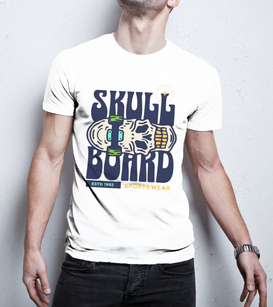 SKULL BOARD ESTD 1992 SPORTS WEAR KTTTL STUDIO COMPANY T-Shirt