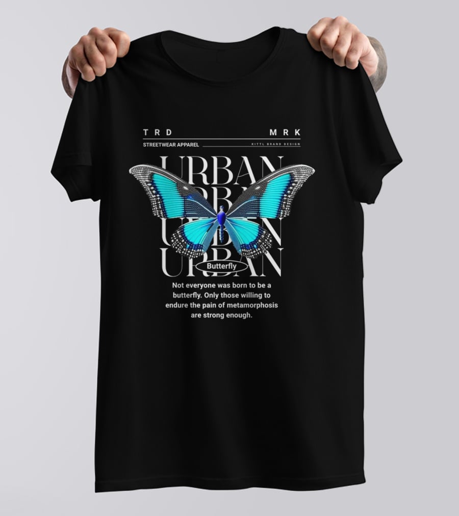 TRD MRK Streetwear Apparel Urban Butterfly Metamorphosis Kittl Brand T-Shirt