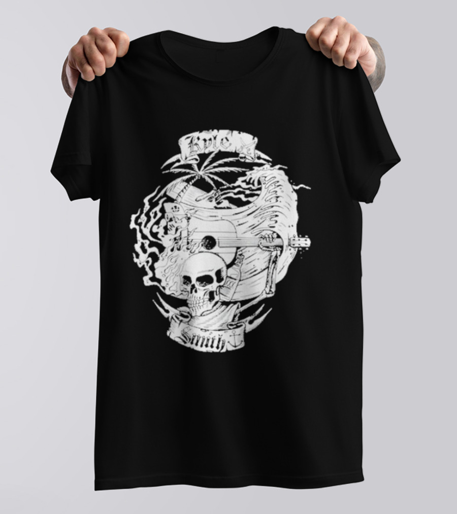 Kyle Smith Skull With Palm And Guitar Waves T-Shirt