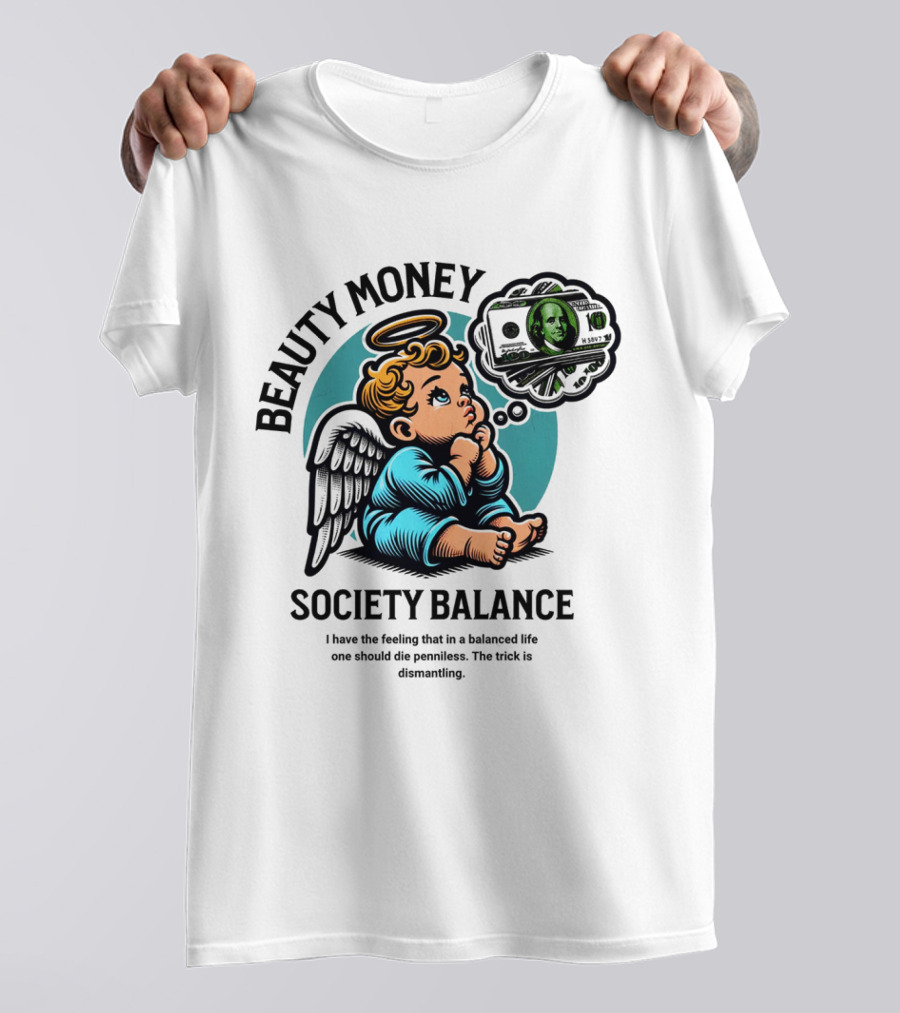 BEAUTY MONEY SOCIETY BALANCE Angel Dreaming Dollar Halo T-Shirt