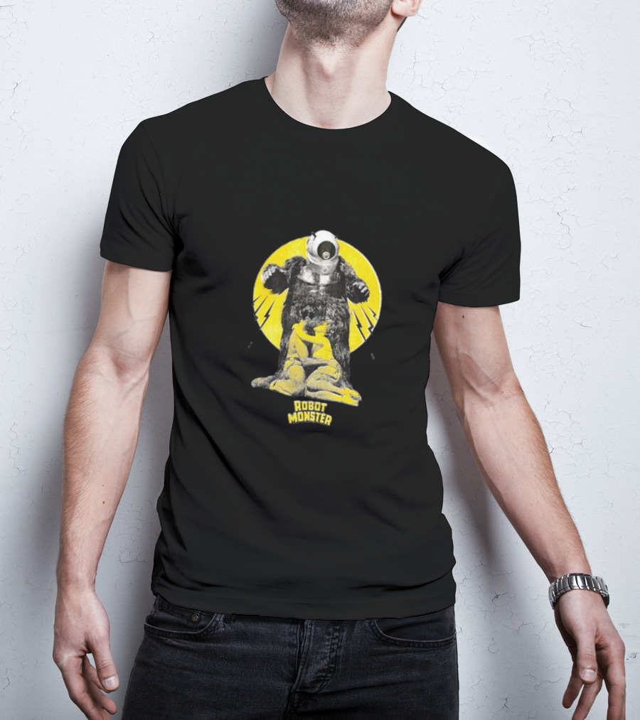 Robot Monster Vintage Retro Sci-Fi Creature Scene T-Shirt