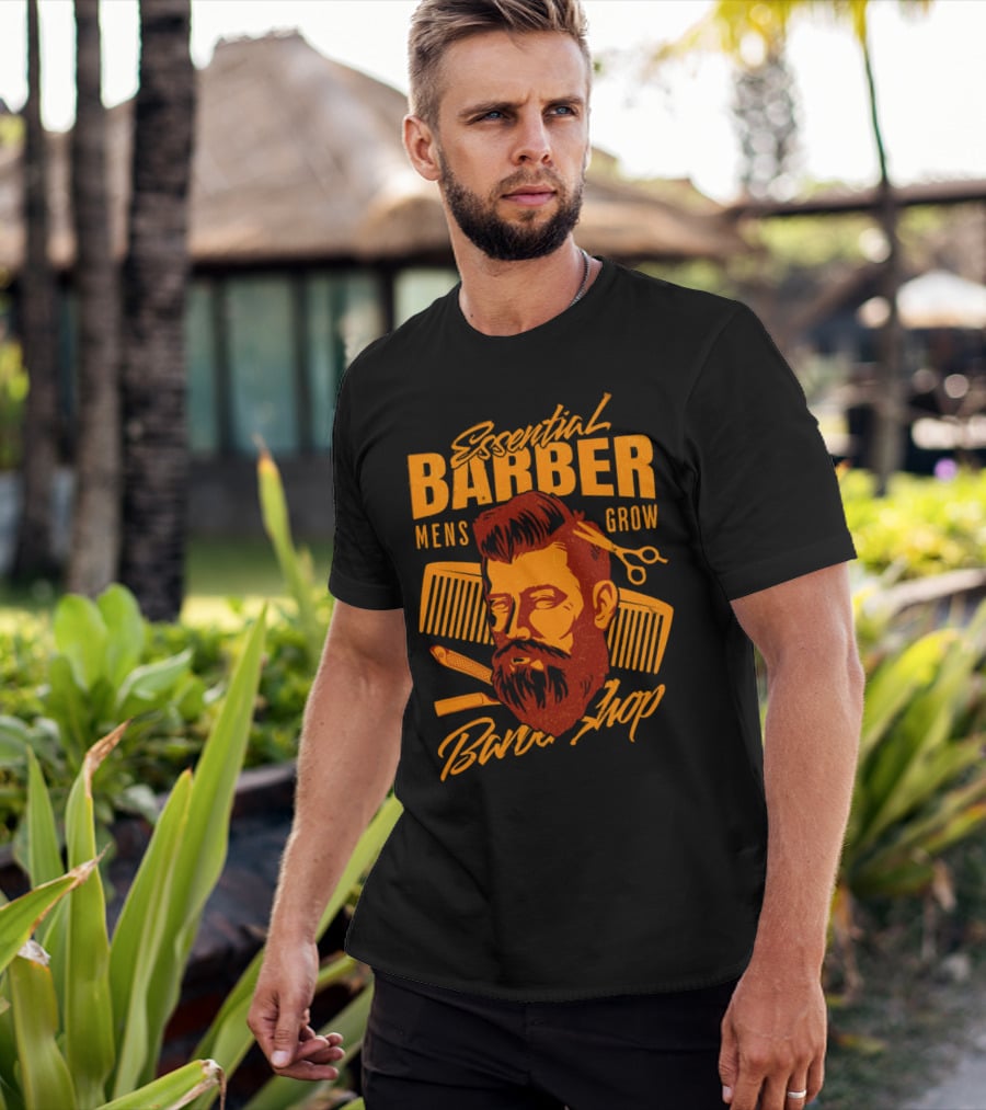 Essential Barber Mens Grow Barber Shop T-Shirt