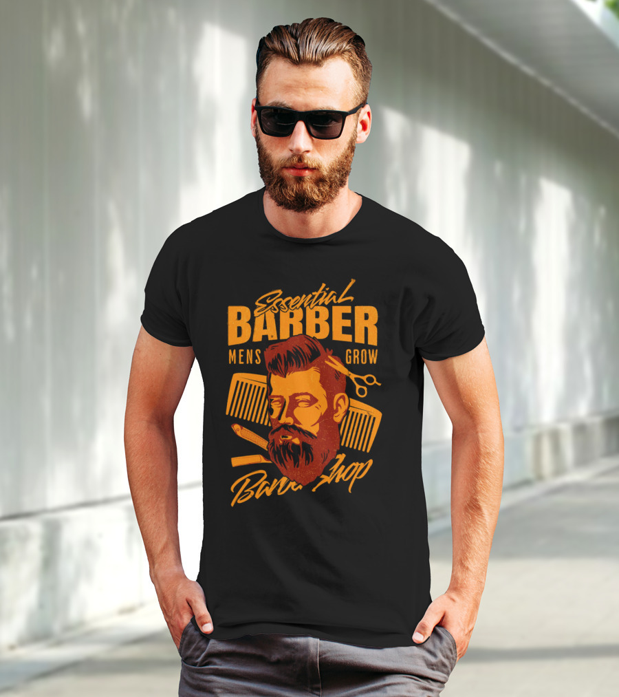 Essential Barber Mens Grow Barber Shop T-Shirt