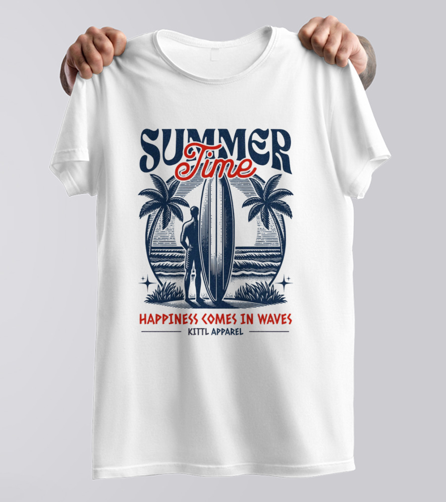 Summer Time Happiness Comes In Waves Kittl T-Shirt