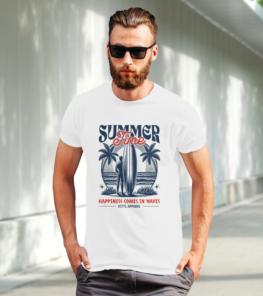 Summer Time Happiness Comes In Waves Kittl T-Shirt