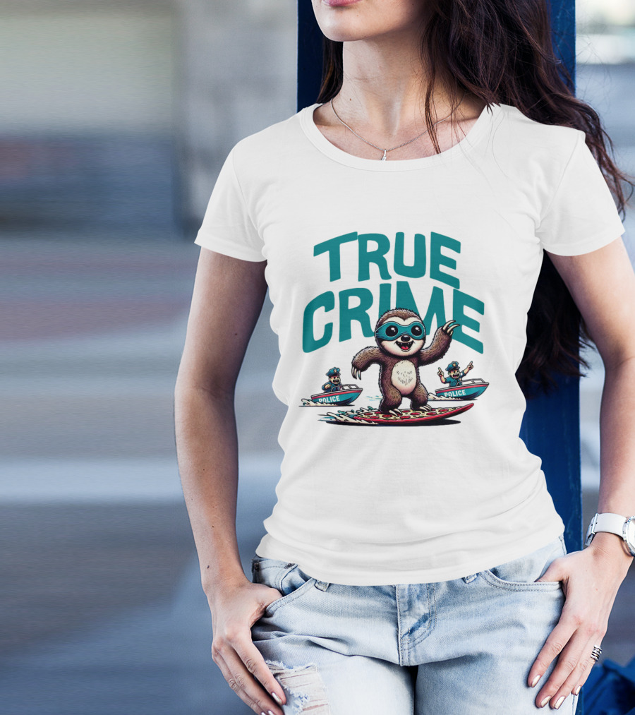 True Crime Sloth Surfing Police Chase T-Shirt