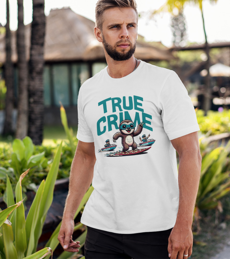 True Crime Sloth Surfing Police Chase T-Shirt