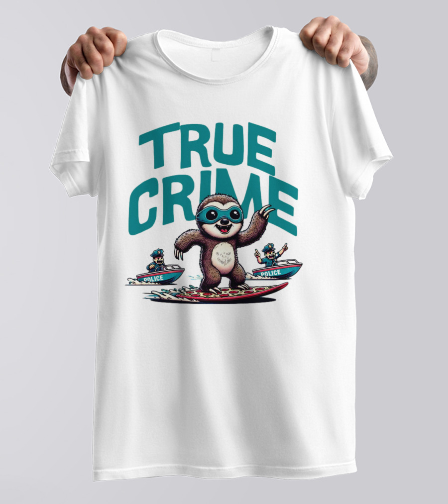 True Crime Sloth Surfing Police Chase T-Shirt
