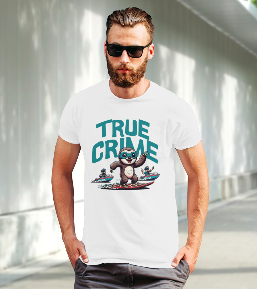 True Crime Sloth Surfing Police Chase T-Shirt
