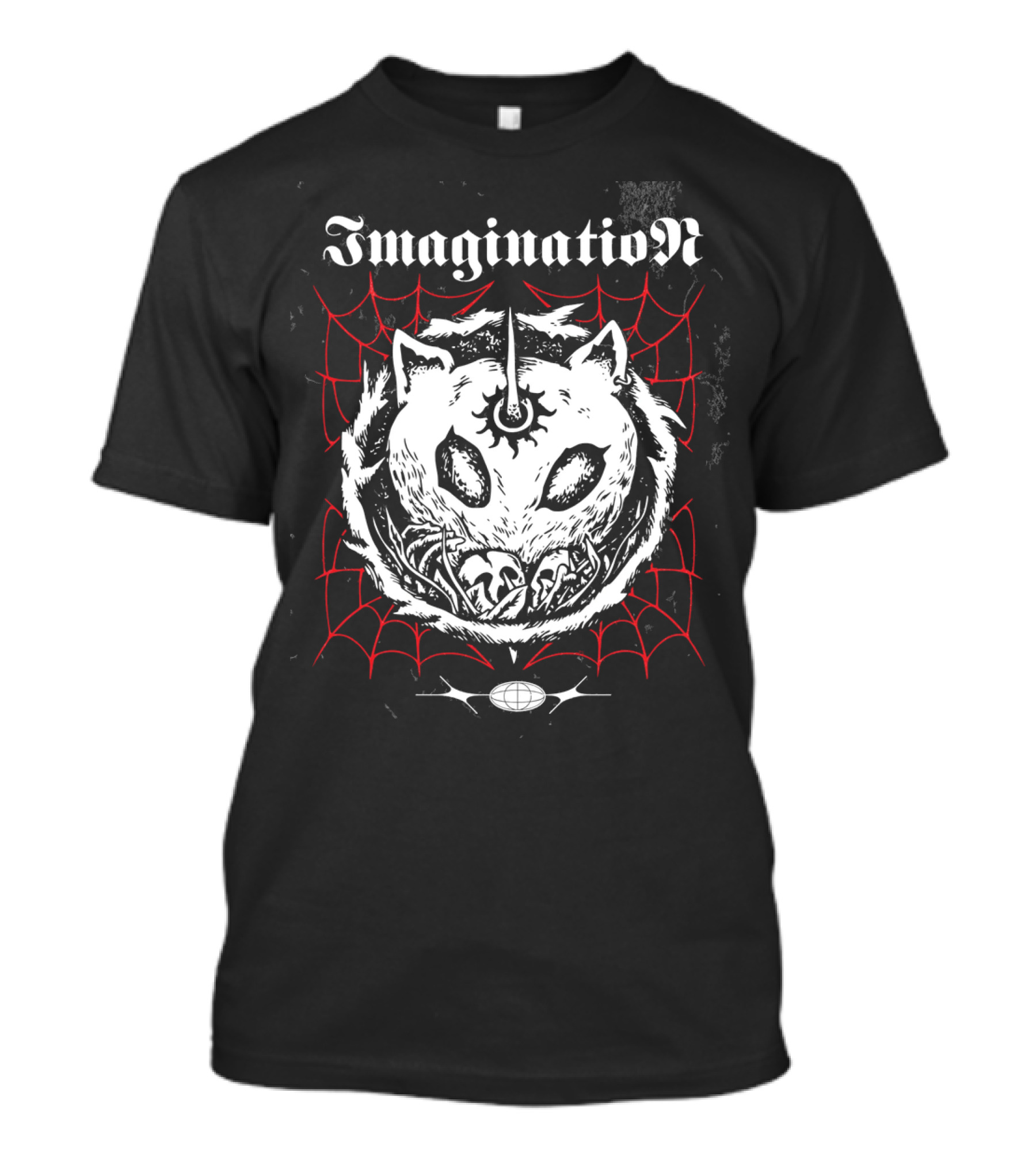 Imagination Fantasy Beast With Unicorn Horn And Spider Webs T-Shirt