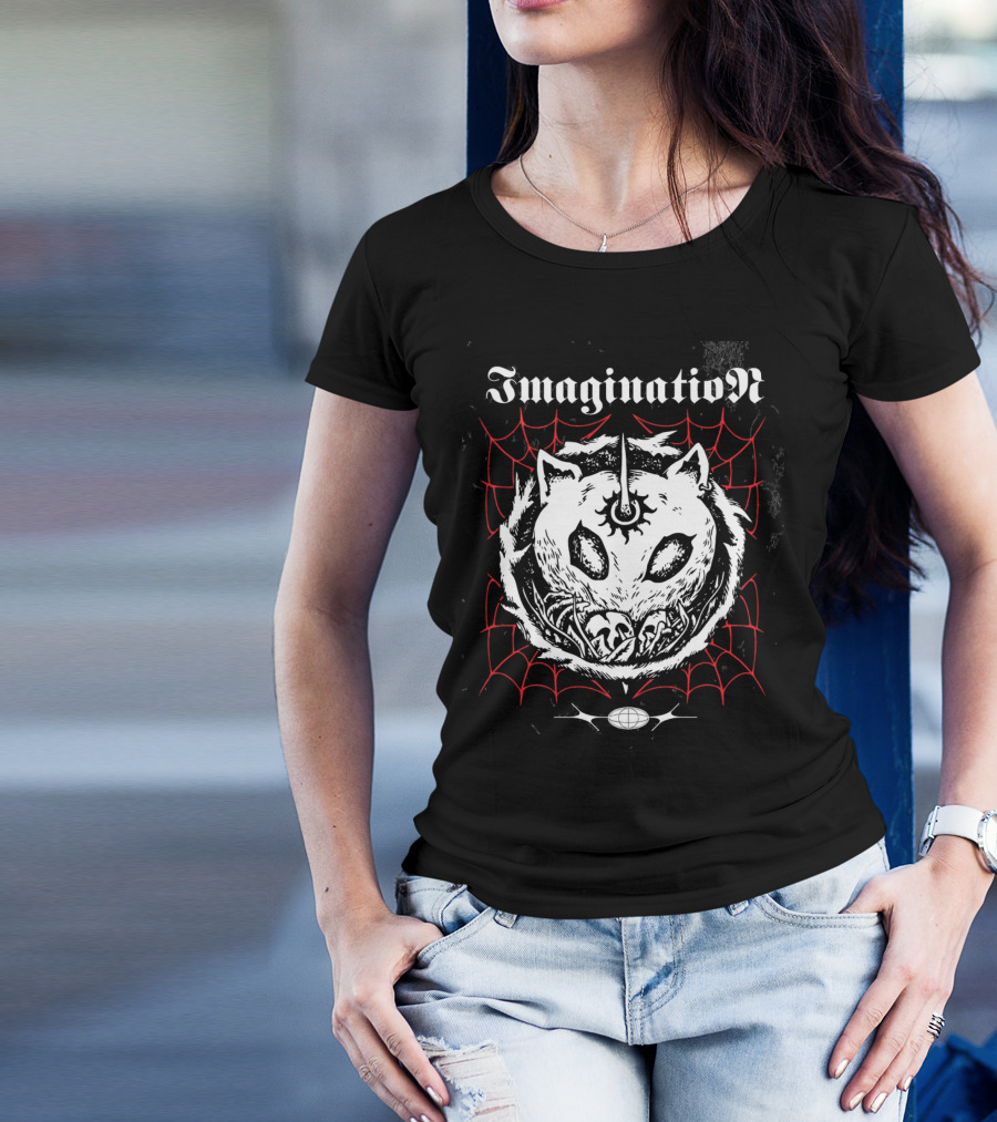Imagination Fantasy Beast With Unicorn Horn And Spider Webs T-Shirt