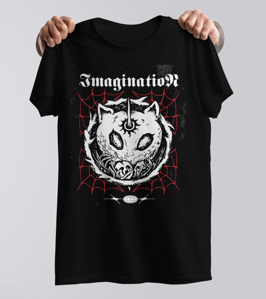 Imagination Fantasy Beast With Unicorn Horn And Spider Webs T-Shirt