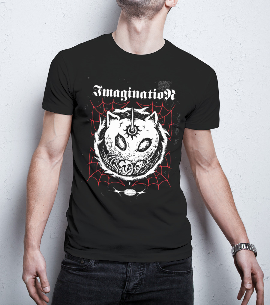 Imagination Fantasy Beast With Unicorn Horn And Spider Webs T-Shirt