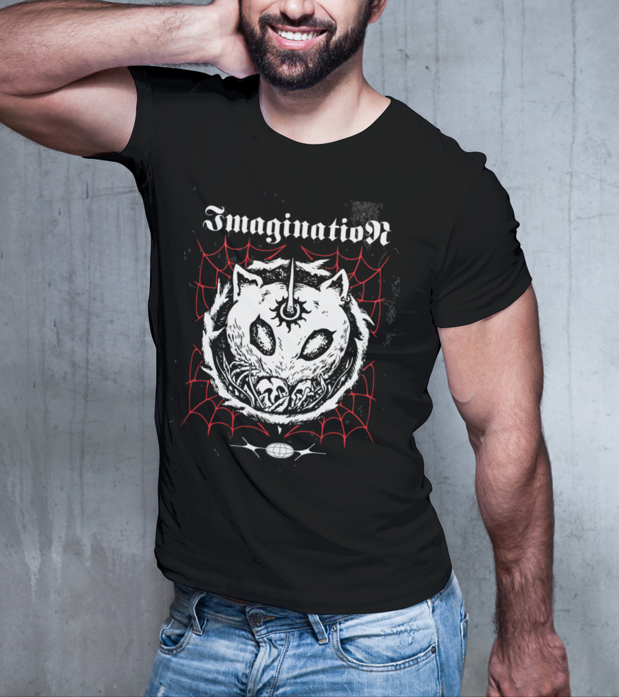 Imagination Fantasy Beast With Unicorn Horn And Spider Webs T-Shirt