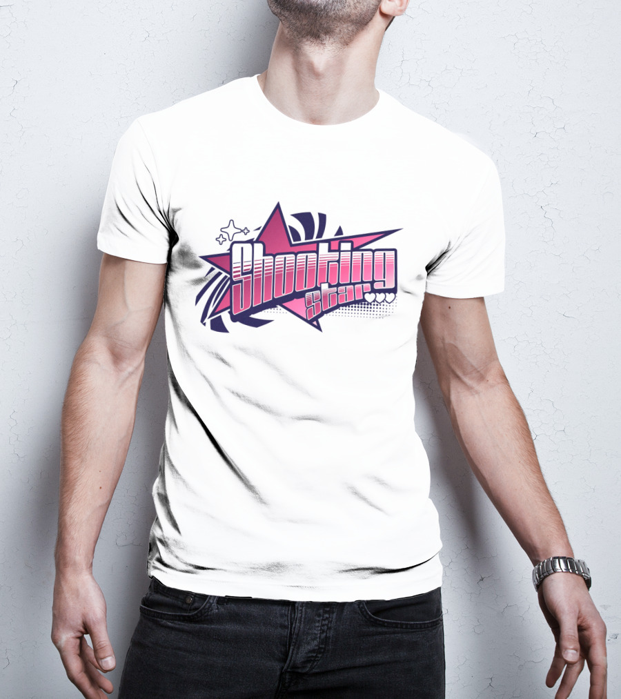 Shooting Star Pink Purple Stylized Text With Starburst Graphics T-Shirt