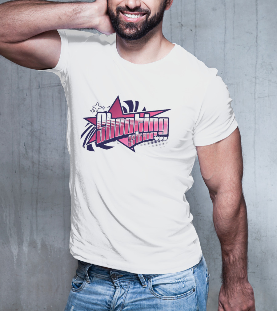 Shooting Star Pink Purple Stylized Text With Starburst Graphics T-Shirt