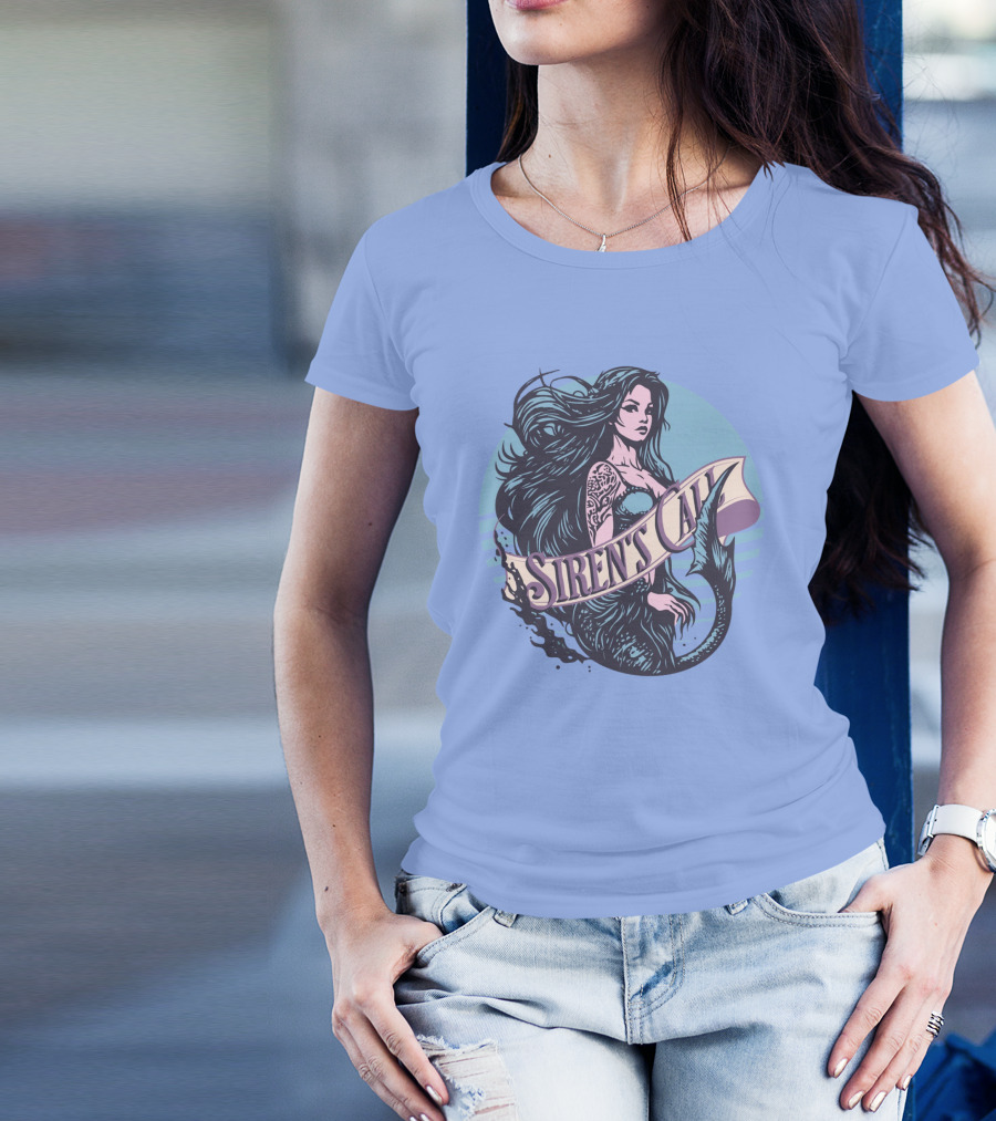 Siren's Call Mermaid Tattoo Ocean Waves T-Shirt