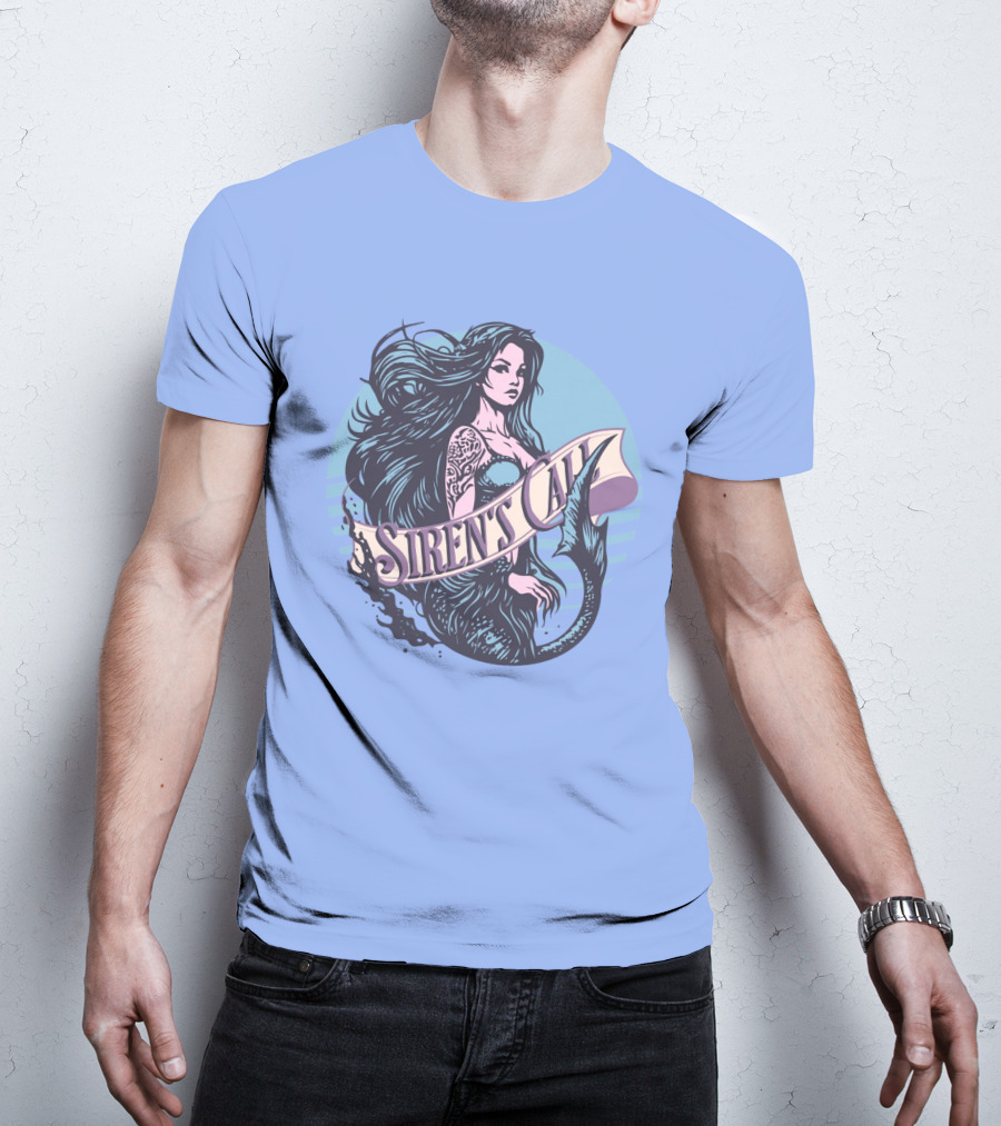 Siren's Call Mermaid Tattoo Ocean Waves T-Shirt