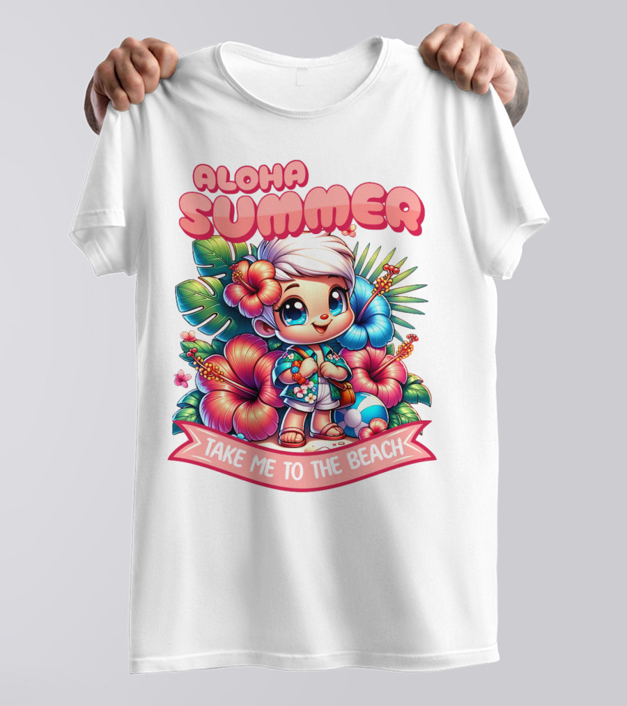 Aloha Summer Take Me To The Beach Hawaiian Tropical Cartoon T-Shirt