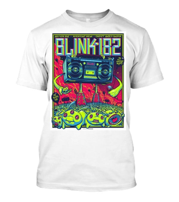 Blink-182 July 10th 2012 Motorpoint Arena Cardiff United Kingdom Boombox Alien Creature T-Shirt