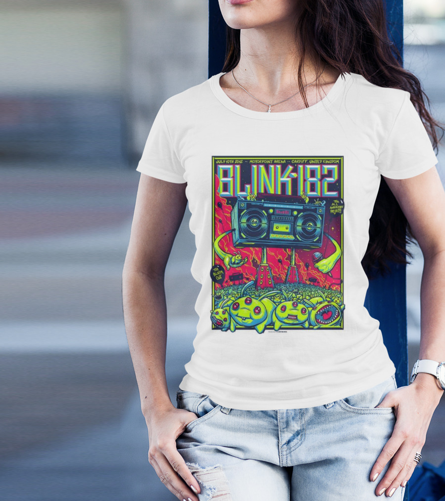 Blink-182 July 10th 2012 Motorpoint Arena Cardiff United Kingdom Boombox Alien Creature T-Shirt