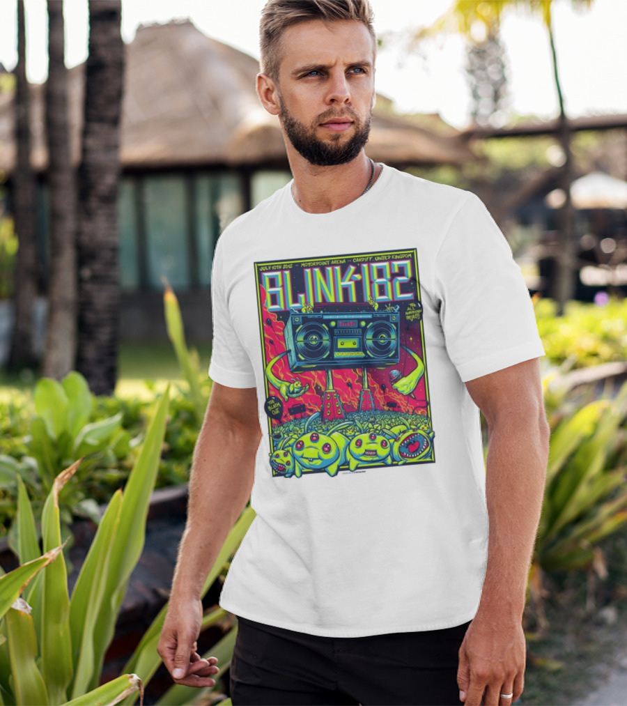 Blink-182 July 10th 2012 Motorpoint Arena Cardiff United Kingdom Boombox Alien Creature T-Shirt