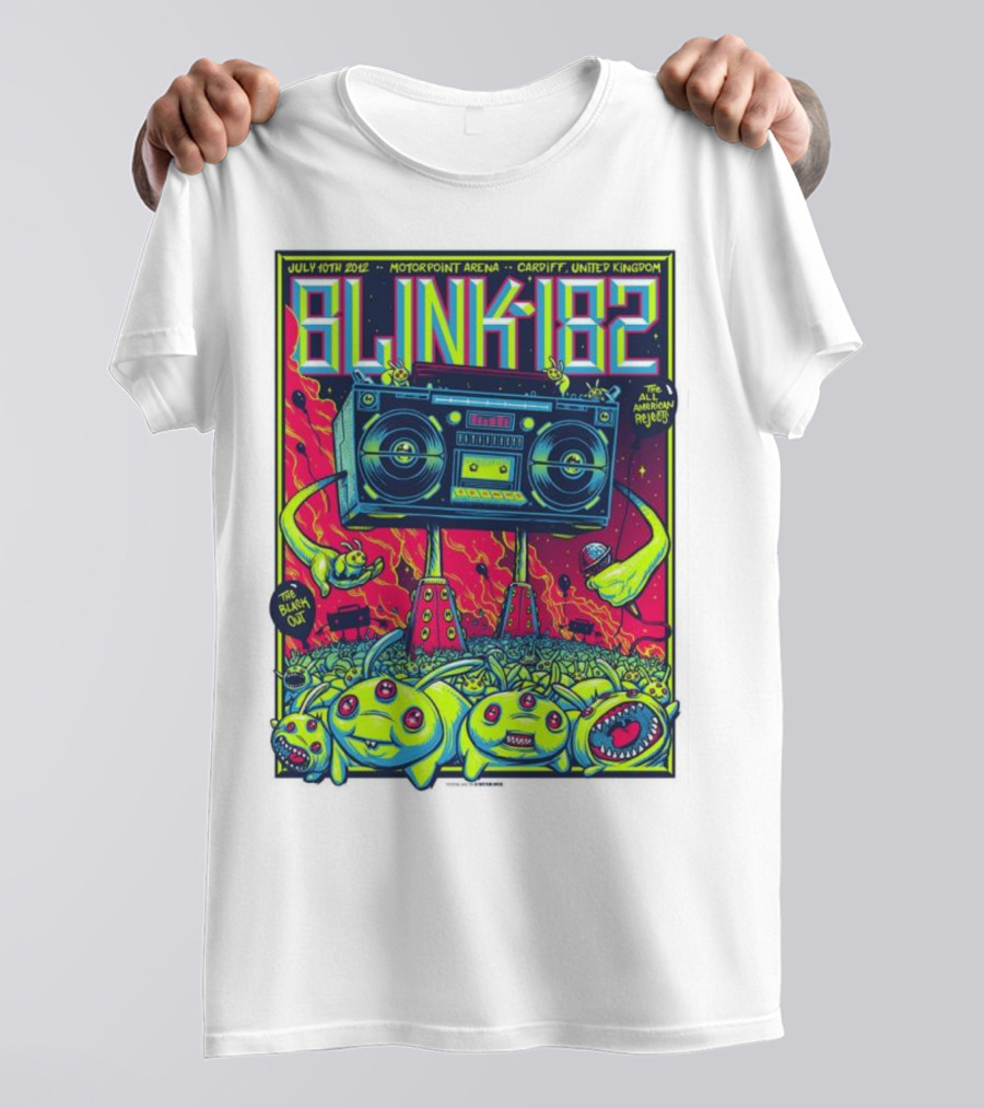 Blink-182 July 10th 2012 Motorpoint Arena Cardiff United Kingdom Boombox Alien Creature T-Shirt