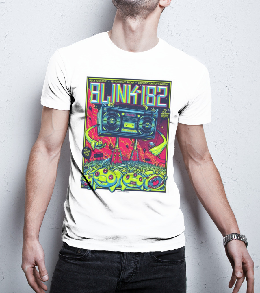 Blink-182 July 10th 2012 Motorpoint Arena Cardiff United Kingdom Boombox Alien Creature T-Shirt