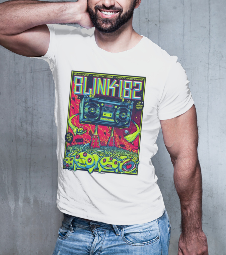 Blink-182 July 10th 2012 Motorpoint Arena Cardiff United Kingdom Boombox Alien Creature T-Shirt
