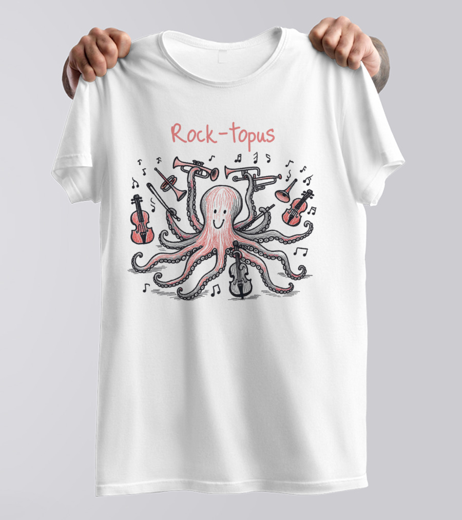 Rock-Topus Musical Octopus With Instruments And Notes T-Shirt