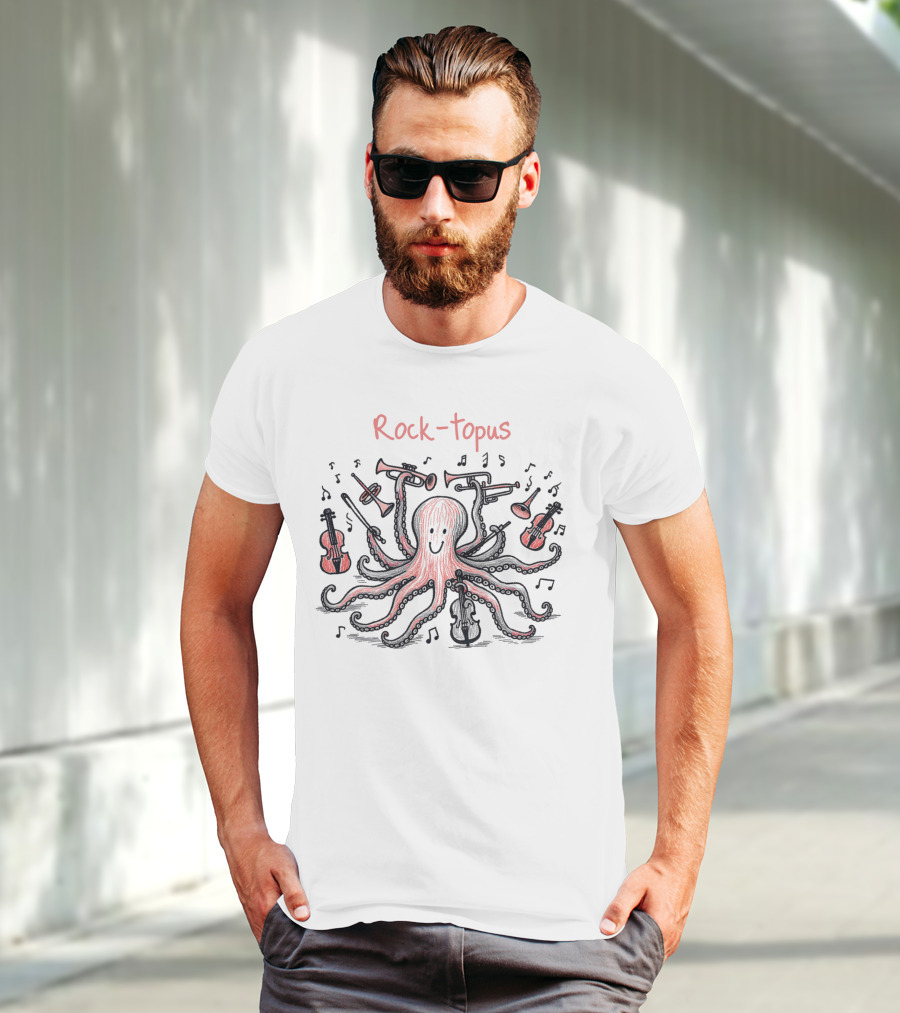 Rock-Topus Musical Octopus With Instruments And Notes T-Shirt