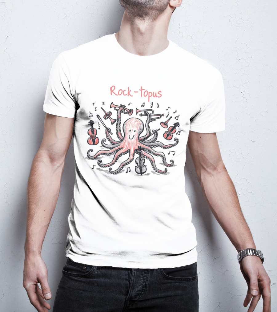 Rock-Topus Musical Octopus With Instruments And Notes T-Shirt