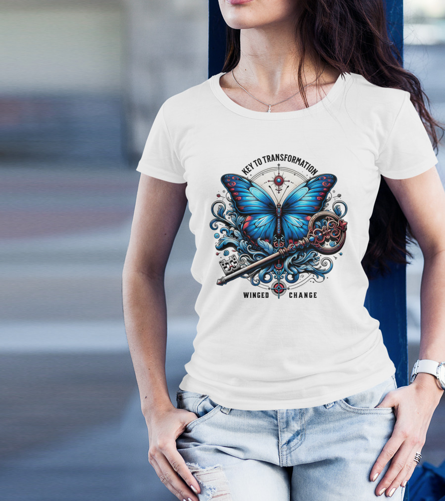 Key To Transformation Winged Change Butterfly And Key T-Shirt