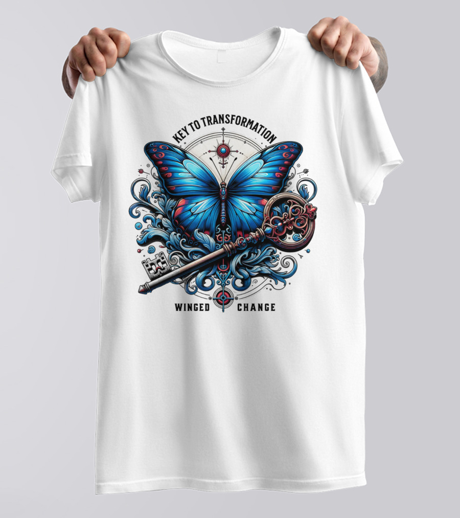 Key To Transformation Winged Change Butterfly And Key T-Shirt